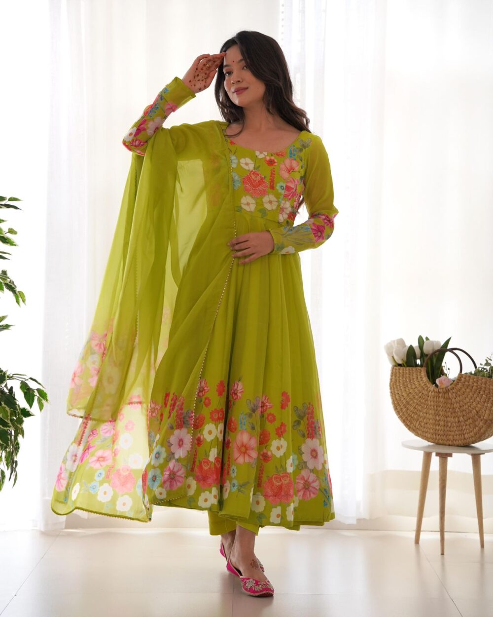 Organza Anarkali Suit-Stylistswear