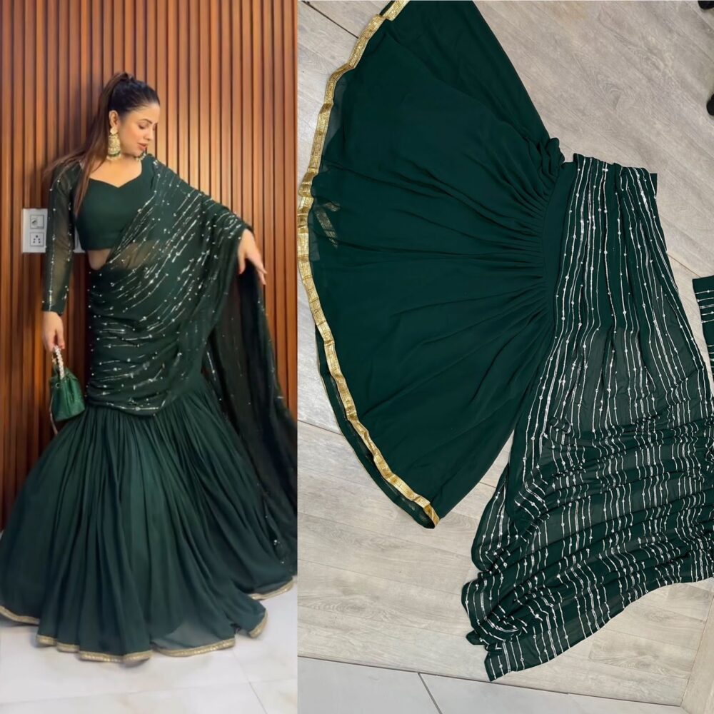 Lahenga-Style Saree-Stylishwear