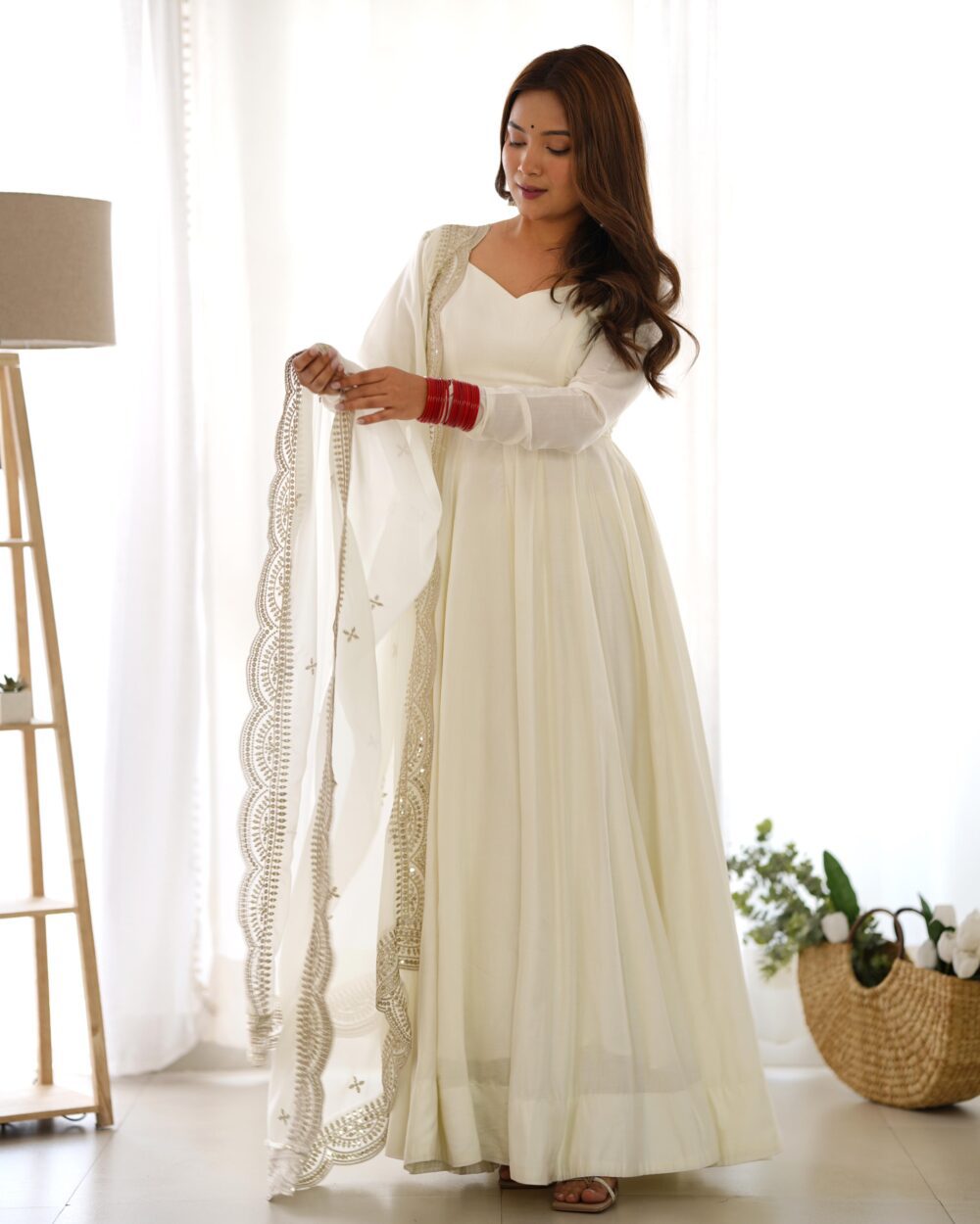 White Anarkali -Stylistwear