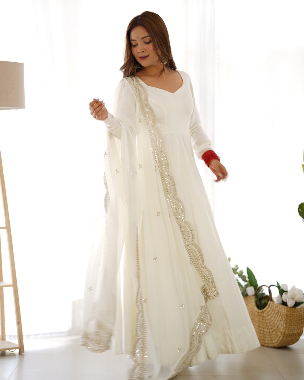 White Anarkali -Stylistwear