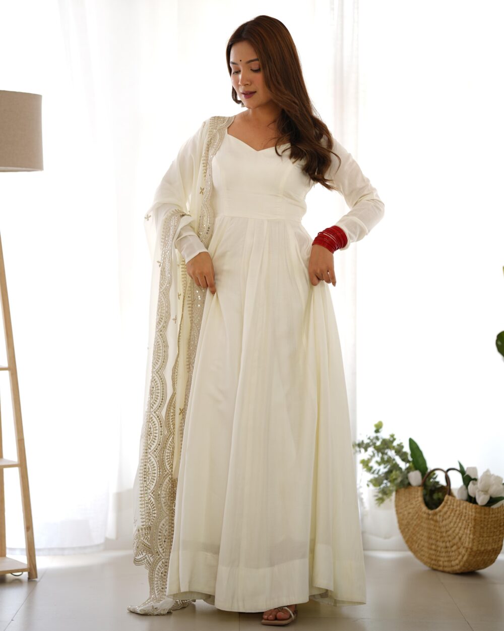 White Anarkali -Stylistwear