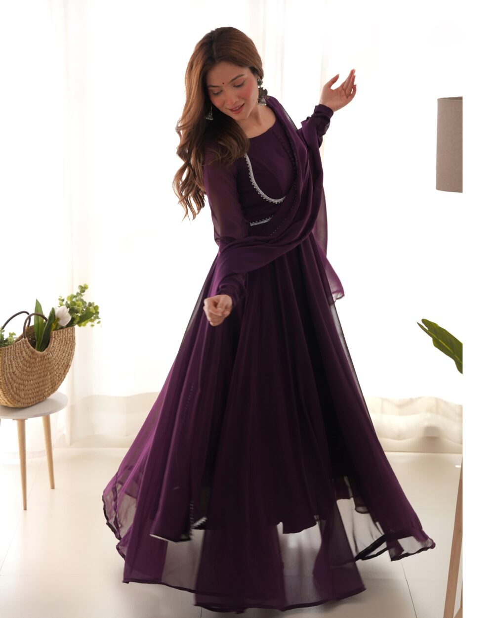 ANARKALI GOWN DUPPTA FULL SET-stylistswear