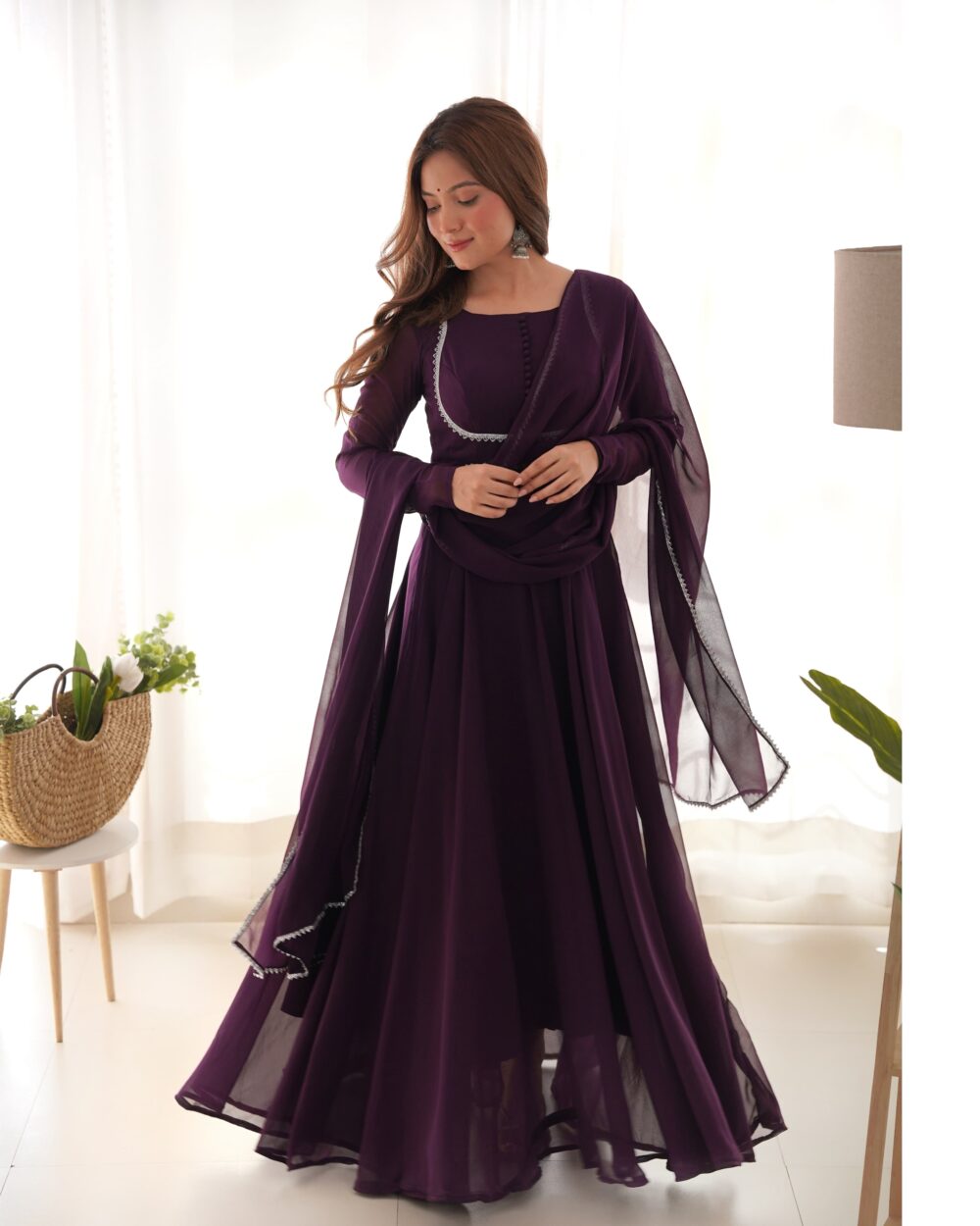 ANARKALI GOWN DUPPTA FULL SET-stylistswear